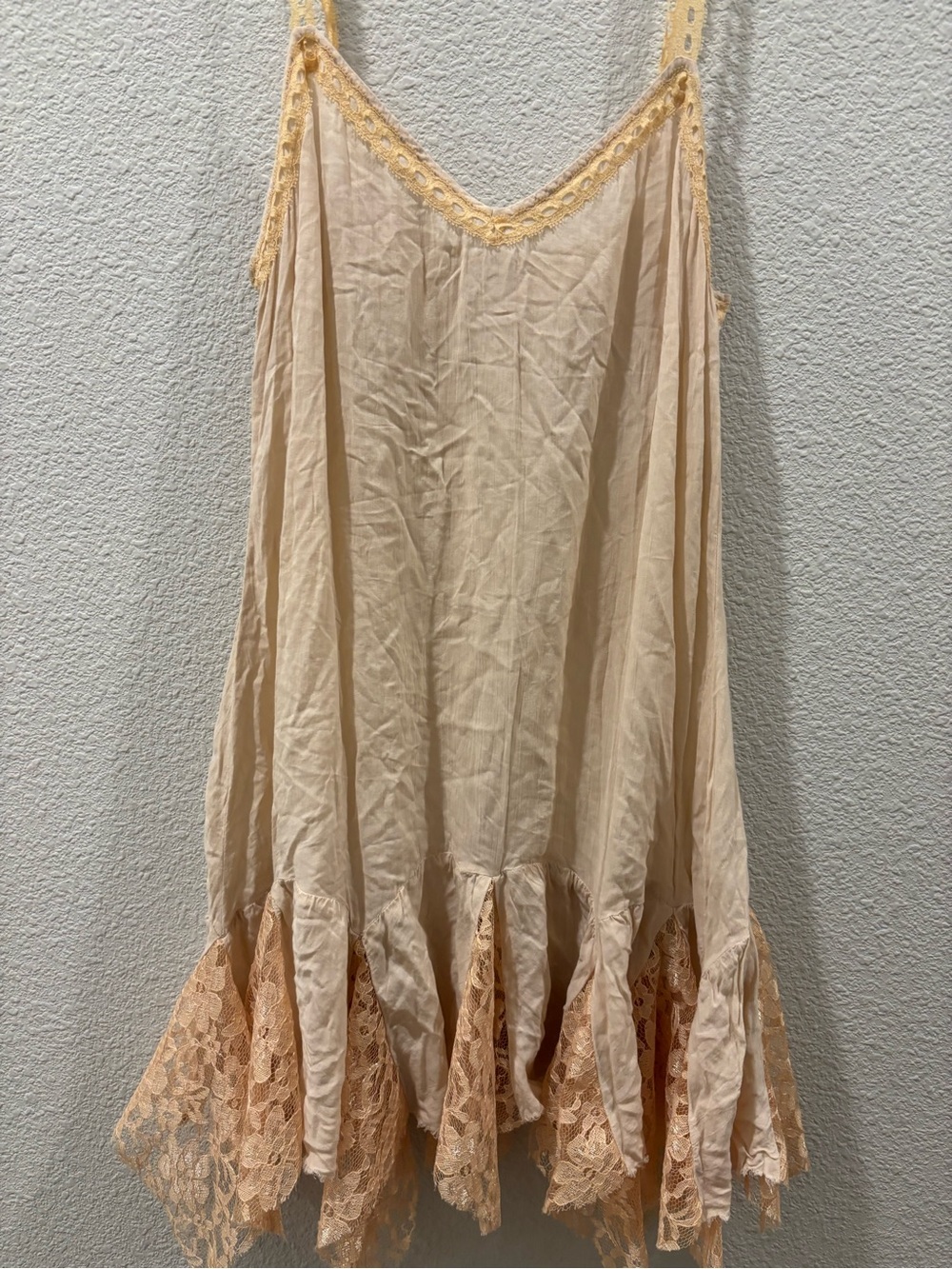 Free People Cream Lace-Trim Slip Chemise